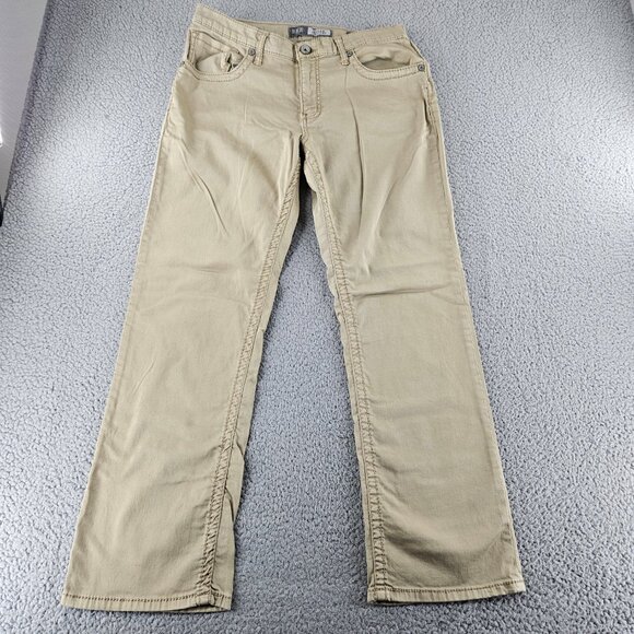BKE Buckle Pants Mens 32 (33x29) Short Khaki Tyler Straight Chino Stretch - Picture 1 of 15